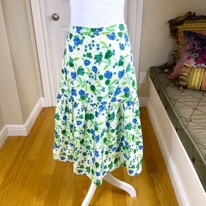 Draper James Linen Skirt Maxi Floral White Blue (12)